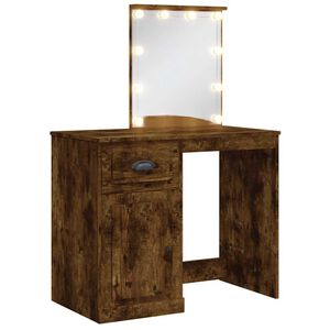 vidaXL spoguļgaldiņ&scaron; ar LED, ozolkoka, 90x42x132,5 cm