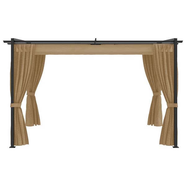 vidaXL dārza nojume, 4x3 m, pelēkbrūna