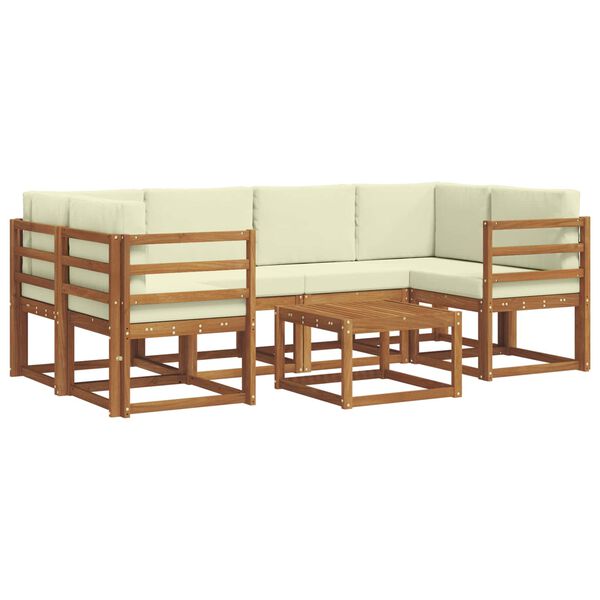 vidaXL Āra dīvānu komplekts ar spilvenu 7 pcs Dabisks un krējuma