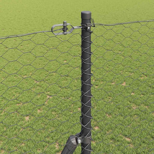 vidaXL Žoga āķis Pelēka 10 x 1,6 m (36 mm siets) Tērauds un PVC