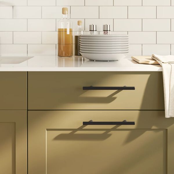 vidaXL skapja rokturi, 20 gab., melni, 128 mm, nerūsējošais tērauds