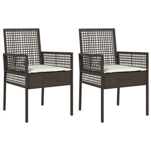 vidaXL Dārza krēsls ar spilvenu 2 pcs Brūna 55 x 53 x 85 cm poliratāns