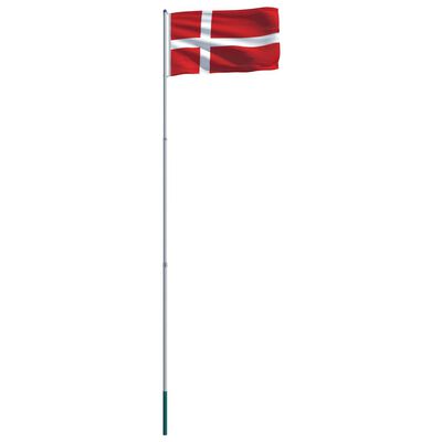 vidaXL Dānijas karogs un karoga masts, alumīnijs, 6 m