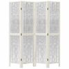 vidaXL 4-paneļu istabas aizslietnis, balts, paulonijas masīvkoks