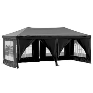 vidaXL saliekama nojume ar sienām, melna, 3x6 m
