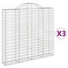 vidaXL arkveida gabiona grozi, 3 gb., 200x30x180/200cm, cinkota dzelzs