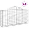 vidaXL arkveida gabiona grozi, 4 gb., 200x30x100/120cm, cinkota dzelzs