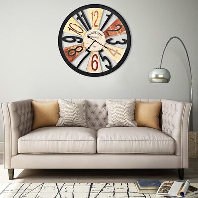 vidaXL sienas pulkstenis, 60 cm, metāls, daudzkrāsains