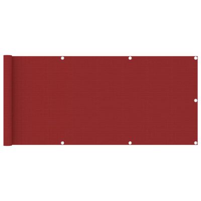 vidaXL balkona aizslietnis, 75x400 cm, sarkans HDPE