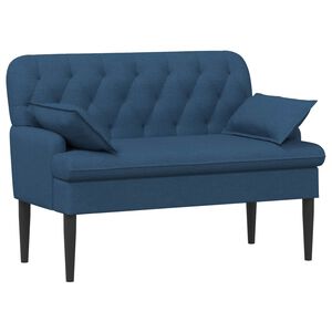 vidaXL Divvietīga mēbele ar pogu pūkām Zila 111 x 68 x 80 cm Audums