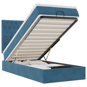 vidaXL Osmaņu gultas rāmis ar matračiem tum&scaron;i zils 80x200 cm samts