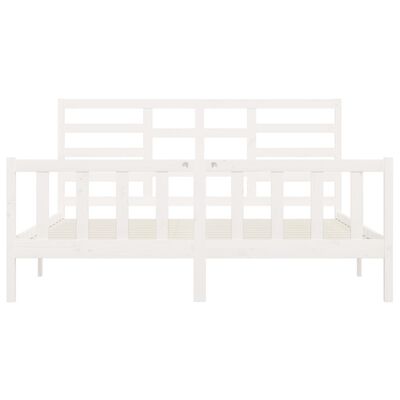 vidaXL gultas rāmis, balts, masīvkoks, 180x200 cm, liels, divvietīgs