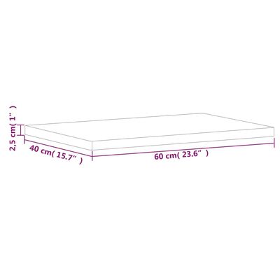 vidaXL galda virsma, 60x40x2,5 cm, taisnstūra, dižskābarža masīvkoks