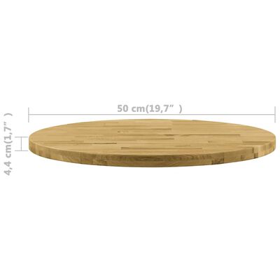 vidaXL galda virsma, 500 mm, 44 mm, apaļa, ozola masīvkoks