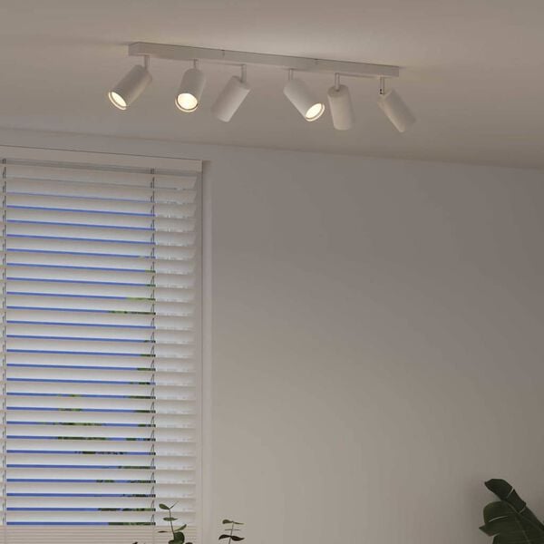 vidaXL Griestu prožektors ar prožektoriem Balts 73 x 6 x 16 cm Metāla