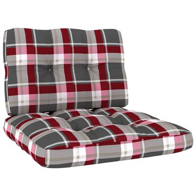 vidaXL dārza krēsli, rūtaini matrači, 2 gab., impregnēta priede