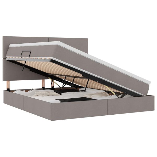 vidaXL Gulta ar uzglabā&scaron;anas vietu un matraci Pelēkbrūna 180 x 200 cm