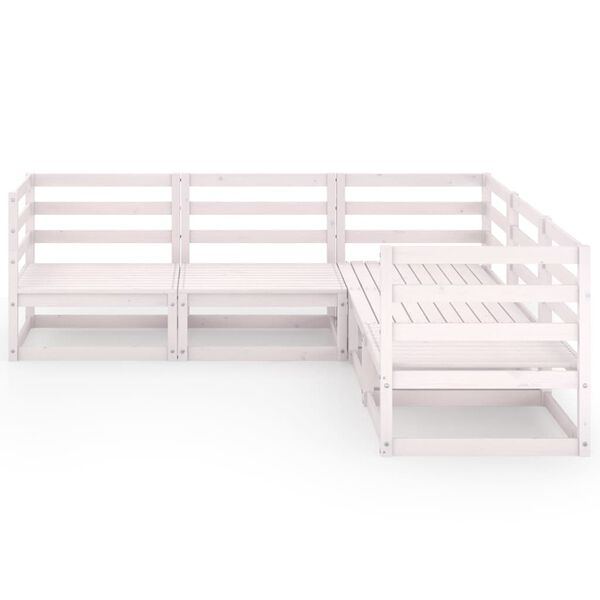 vidaXL 5-daļīgs dārza atpūtas mēbeļu komplekts, balts priedes koks