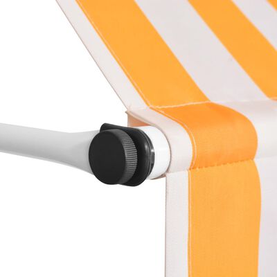 vidaXL izvelkama markīze, 400 cm, manuāla, oranža ar baltām svītrām