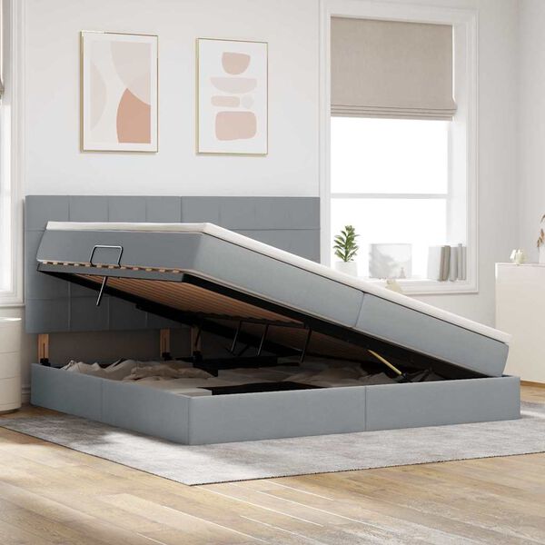 vidaXL Gulta ar uzglabā&scaron;anas vietu un matraci 200 x 200 cm Poliesters