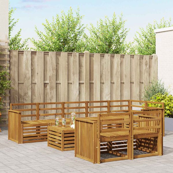 vidaXL Dīvāna komplekti 9 pcs Dabiska Cietā akācijas koks