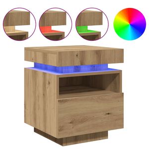 vidaXL naktsskapītis ar LED gaismām Artisan ozols 40x39x48,5 cm
