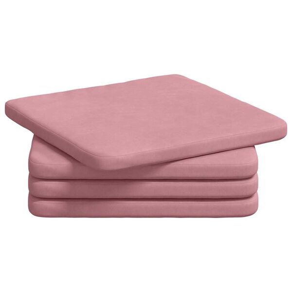 vidaXL Sēdvietas spilventiņi 4 pcs Rozā 40 x 40 x 3 cm Samts