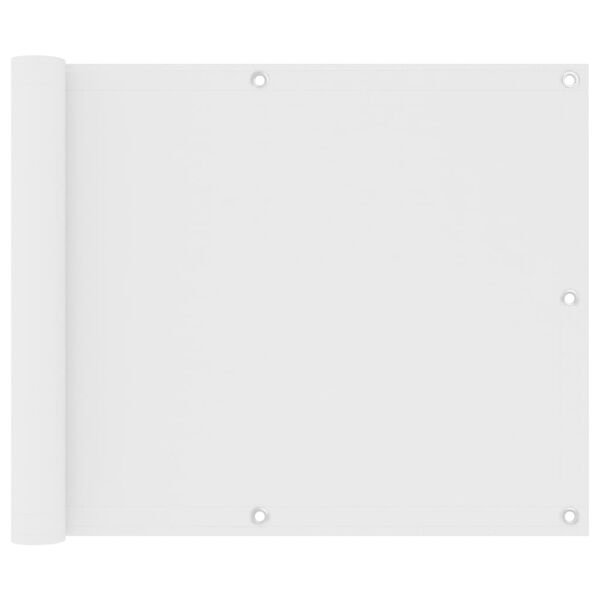 vidaXL balkona aizslietnis, 75x600 cm, balts audums