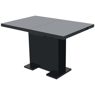 vidaXL izvelkams virtuves galds, spīdīgi melns