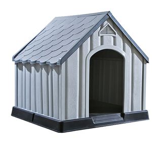 vidaXL suņu būda, pelēka, 92x87x91 cm, plastmasa