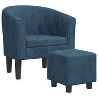 vidaXL atpūtas krēsls ar kājsoliņu, tumši zils samts