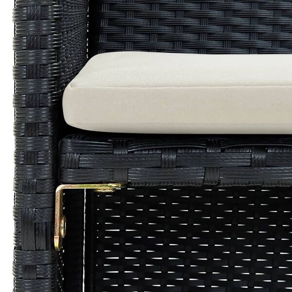 vidaXL divvietīgs dārza dīvāns ar matračiem, melna PE rotangpalma