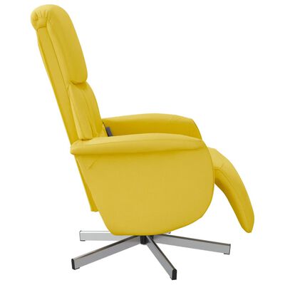 vidaXL masāžas krēsls ar kāju balstu, gaiši dzeltens audums