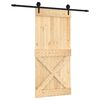 vidaXL Slīdo&scaron;ās durvis Dabiska un melna 95 x 210 cm Cieta priedes koks