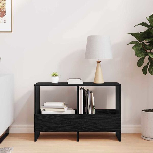 vidaXL Žurnālu statīvs Melns ozolkoks 68,5 x 30 x 45 cm