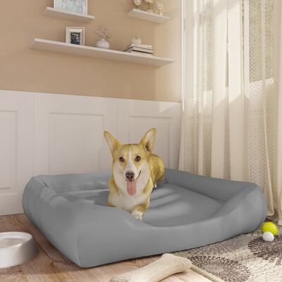vidaXL suņu gulta, gaiši pelēka, 80x68x23 cm, mākslīgā āda