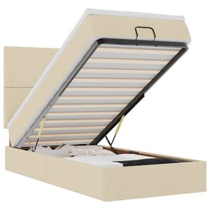 vidaXL Osmaņu gultas rāmis ar matrača krēma 90x200 cm audums