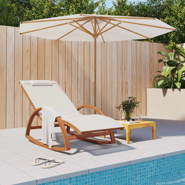 vidaXL šūpuļkrēsls, balts tekstilēns, papeles masīvkoks