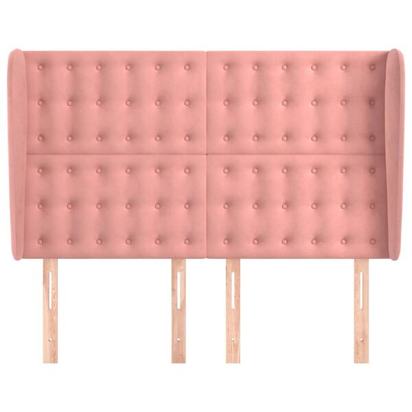 vidaXL galvgalis ar malām, 147x23x118/128 cm, rozā samts