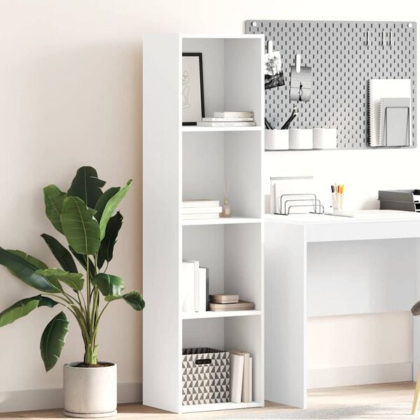 vidaXL grāmatu plaukts, balts, 40x30x152 cm, inženierijas koks