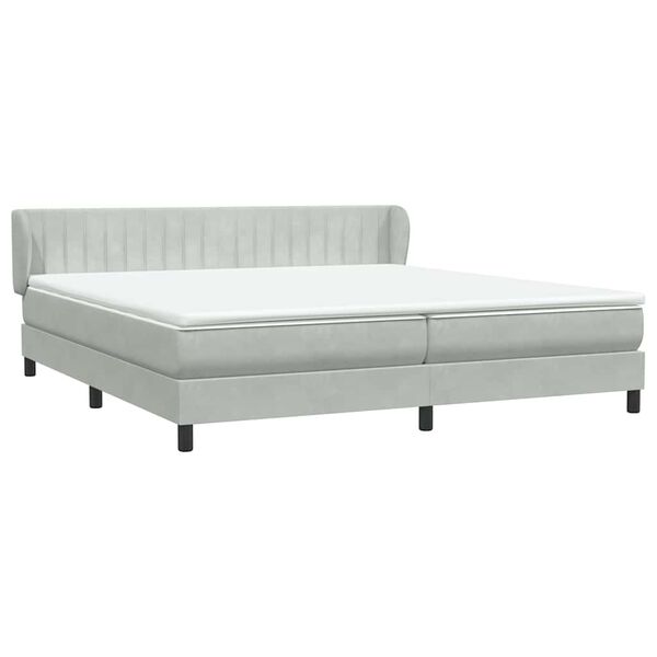 vidaXL Box Spring Gulta ar matračiem Gai&scaron;i pelēks 180x210 cm samts