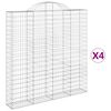 vidaXL arkveida gabiona grozi, 4 gb., 200x30x200/220cm, cinkota dzelzs
