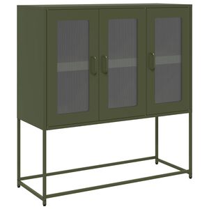 vidaXL kumode, olīvzaļa, 100,5x39x107 cm, auksti velmēts tērauds