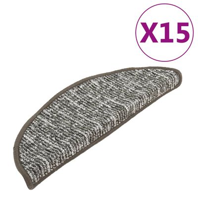 vidaXL kāpņu paklāji, 15 gab., antracītpelēki, 65x21x4 cm