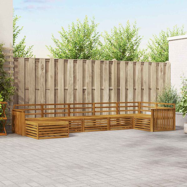 vidaXL Dīvāna komplekti 7 pcs Dabiska Cietā akācijas koks