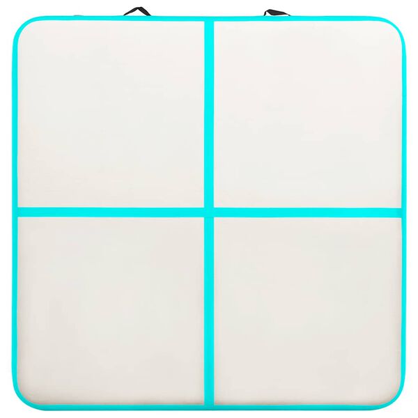 vidaXL piepūšams vingrošanas paklājs ar pumpi, 200x200x10 cm, zaļš PVC