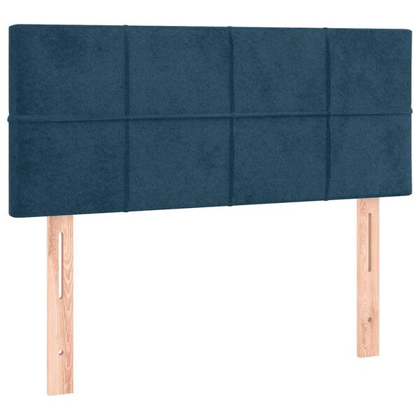 vidaXL gultas galvgalis ar LED, 100x5x78/88 cm, zils samts