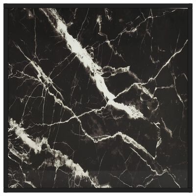 vidaXL kafijas galdiņš, 80x80x35 cm, melns marmora raksts, stikls