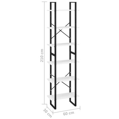 vidaXL plaukts, balts, 60x30x210 cm, inženierijas koks