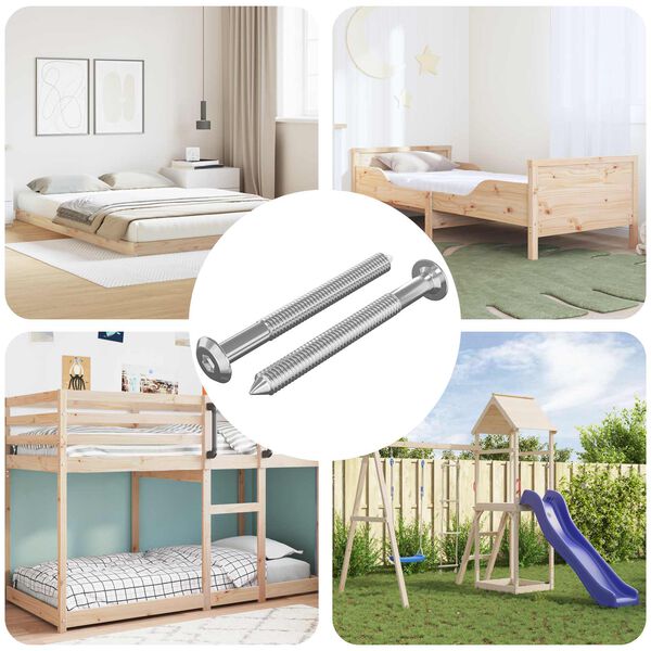 vidaXL Mēbeļu skrūves 2 pcs Sudraba M6 x 60 mm Tērauds